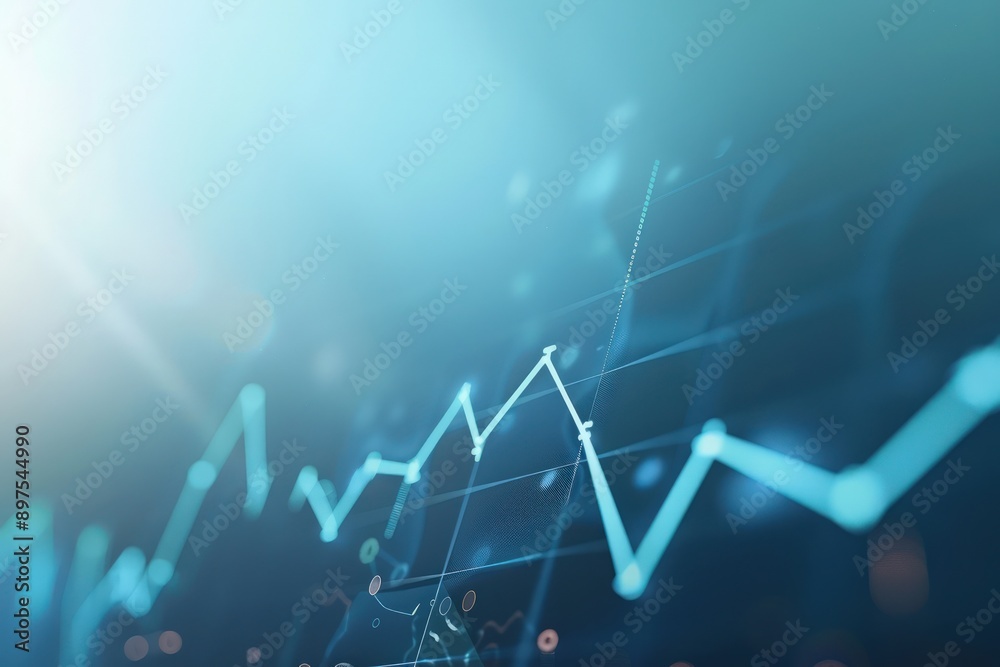Fototapete a?'imagine: elegant line graph on a clean background, showcasing gradual market growth with a smooth