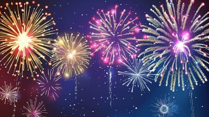 Fireworks Display in the Night Sky