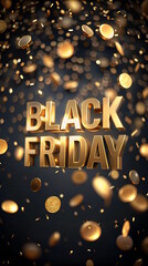 BLACK FRIDAY golden text on a black glitter background