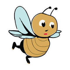 Cartoon cute bee flying vector Illustration  