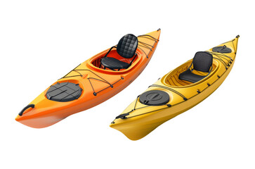 Single-Person Kayaks in Vibrant Colors Isolated on Transparent Background