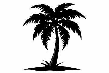 Palm tree icon.  Abstract line beach logo. Shape hand draw. Vector illustration .  plam  Tree Vector Icon in Minimal Line Art.
