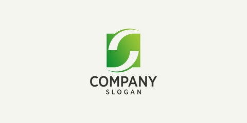 abstract monogram letter S initials with green gradient color logo vector design