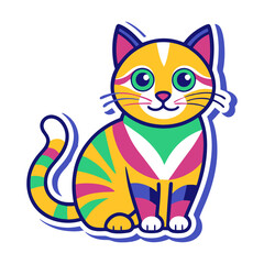 Fototapeta premium cat sticker image colorful style