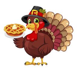 Thanksgiving greeting card with a turkey bird