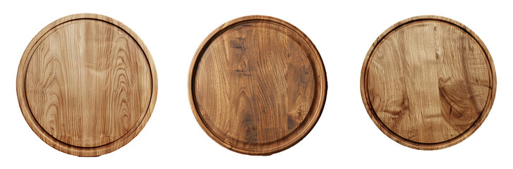 Wooden Serving Platters Isolated on Transparent Background