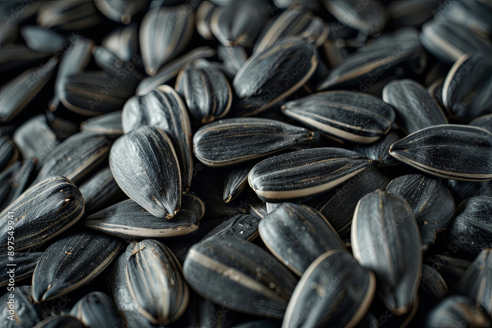 Wall mural black sunflower seeds for texture or background. salty crunchy sunflower seeds as background