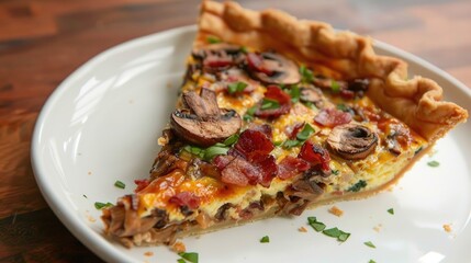 Comforting mushroom and bacon quiche perception