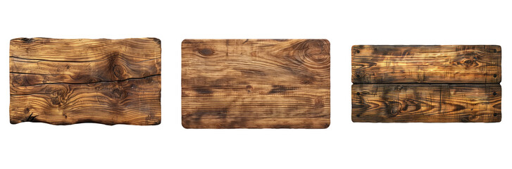 Rustic Wooden Planks Isolated on Transparent Background