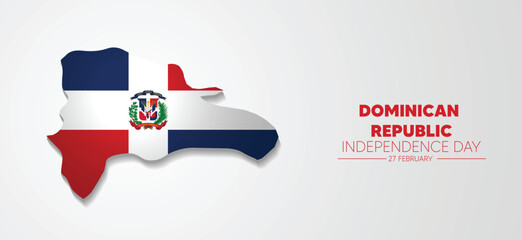 Dominican Republic Restoration Day flag map vector poster