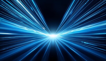 Blue light streak, fiber optic, speed line, futuristic background for 5g or 6g technology wireless data transmission, high-speed internet in abstract