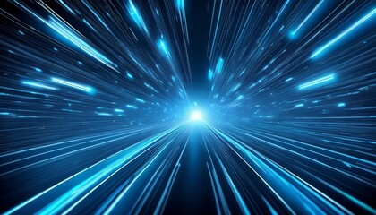 Blue light streak, fiber optic, speed line, futuristic background for 5g or 6g technology wireless data transmission, high-speed internet in abstract