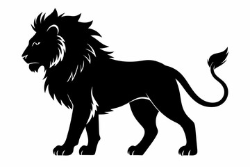 Lion silhouette, lion black silhouette icon vector, tiger silhouette vector
