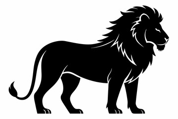 Lion silhouette, lion black silhouette icon vector, tiger silhouette vector
