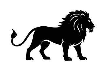 Lion silhouette, lion black silhouette icon vector, tiger silhouette vector
