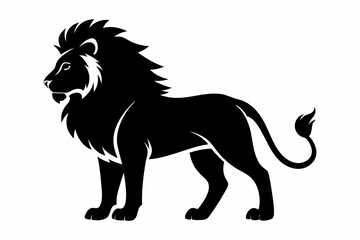 Lion silhouette, lion black silhouette icon vector, tiger silhouette vector
