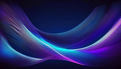 Vector abstract wavy blue and purple light lines artificial intelligence and deep learning concept of neural network. Wave equalizer, sonic, music