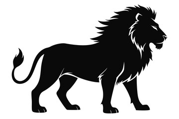 Lion silhouette, lion black silhouette icon vector, tiger silhouette vector
