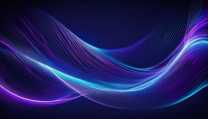 Naklejka premium Vector abstract wavy blue and purple light lines artificial intelligence and deep learning concept of neural network. Wave equalizer, sonic, music