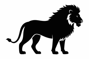 Lion silhouette, lion black silhouette icon vector, tiger silhouette vector
