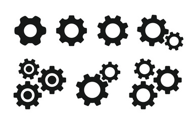 Gear icon set. Gear Settings symbol, cogwheel. Functions symbol. Settings icon vector Illustration
