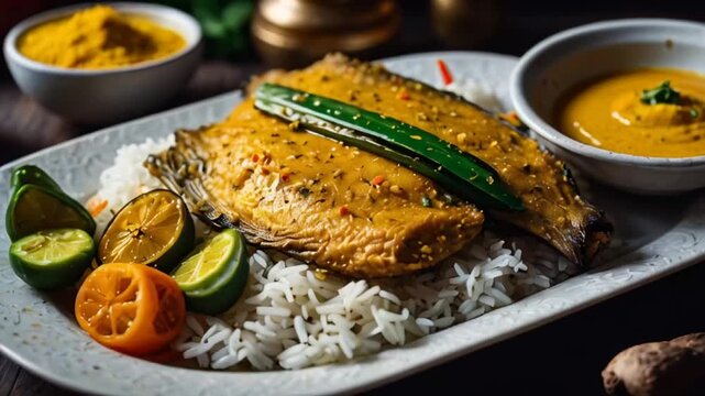 Hilsa fish fried in turmeric, Bangladesh national food