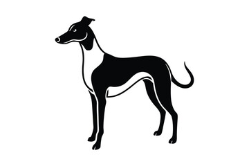 Standing Dog Silhouette Pet Animal Vector Illustration on White Background.