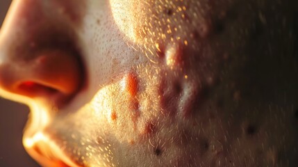 Fototapeta premium Close-up of acne in a teenager. AI generated.