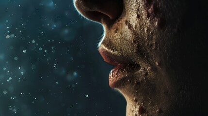 Close-up of acne in a boy. AI generated.