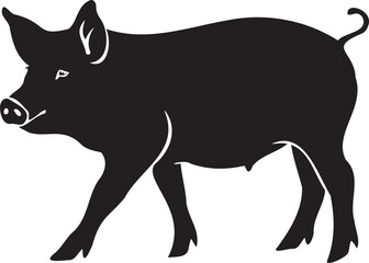 Silhouette Pig white background
