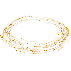 Abstract background with golden rings. Golden glow, festive ornament.  Golden glow, festive garland .Golden border, gold holidays banner, line decorations. Gold Shining. Stain Hand Drawn Illustration.