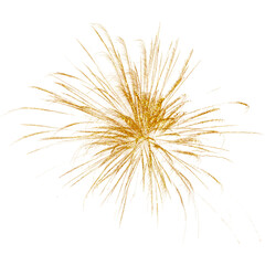 Shiny golden fireworks with textured on a white background. PNG transparent. Celebration, Holiday, Christmas, Wedding. Gold sparkles 