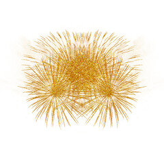 Shiny golden fireworks with textured on a white background. PNG transparent. Celebration, Holiday, Christmas, Wedding. Gold sparkles 