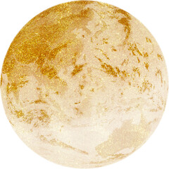 Golden planet, sparkle moon. Gold Shining Paint Stain Hand Drawn Illustration brush stroke paint ornament decorate. Gold astrology. Wedding invitation border. nebula on transparent, luxury star