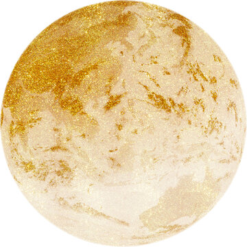 Golden planet, sparkle moon. Gold Shining Paint Stain Hand Drawn Illustration brush stroke paint ornament decorate. Gold astrology. Wedding invitation border. nebula on transparent, luxury star