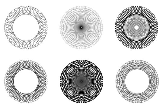 Set of Geometric circle drawing decorative pattern spirograph. vector illustration