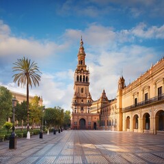 Fototapeta premium city centre of Sevilla, AI generated