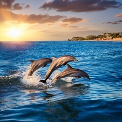 dolphins jumping, AI generated