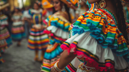 Fototapeta premium Latin Dancer: Celebrating Mexican Culture in Traditional Dress