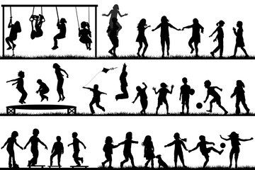 Set of children playing in a park.eps