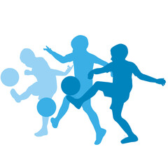 Set of silhouettes of a  soccer player boy kicking the ball.eps © hibrida