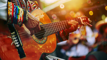 Obraz premium Mariachi Musician at Cinco de Mayo: Celebrating with Guitar