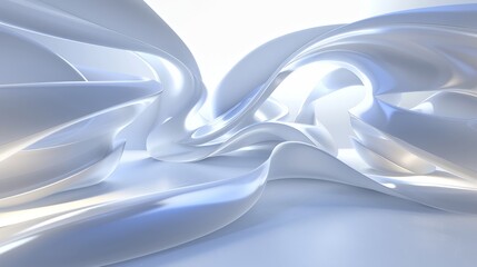 Smooth, shiny white curves flow in a modern, elegant design. Dynamic 3d shapes create a minimalist, pure backdrop