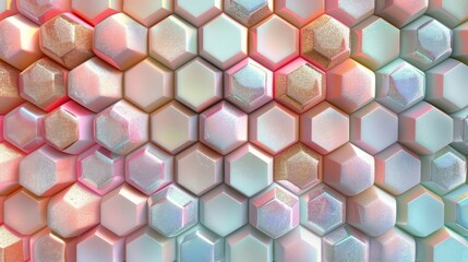 Fototapeta premium Abstract Hexagon Pattern in Pink, Blue, and Gold
