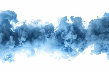 Fototapeta premium Delicate blue smoke border on white background, creating a powerful visual effect
