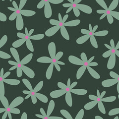 Elegance pink floral stems seamless pattern on a grey background. Vector hand drawn. Artistic, abstract flowers and tiny leaves, buds bells printing. Template for designs, fabric, fashion, textile
