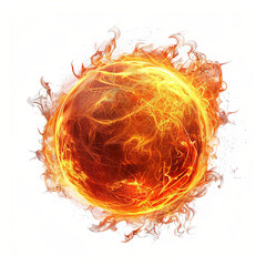 burning ball on white background	