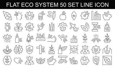 Flat eco system line editable icon set design vector