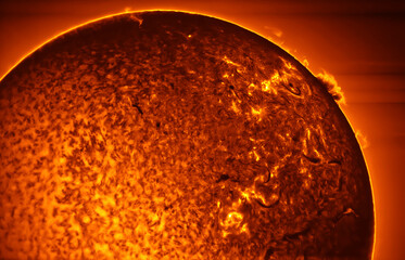 The surface of the sun in with an h-alpha telescope Coronado Solarmax III 70 double stacked. © educ-astro