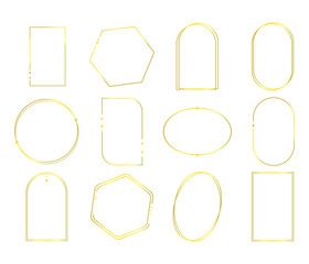 Gold Aesthetic Line Art Frame Clipart set